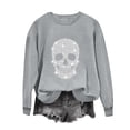 thumbnail image 6 of FAVIPT Womens Oversized Halloween Sweatshirt Crew Neck Sequin Skull Print Pullover Tops Long Sleeve Casual Loose Outfits Gray,XL, 6 of 6