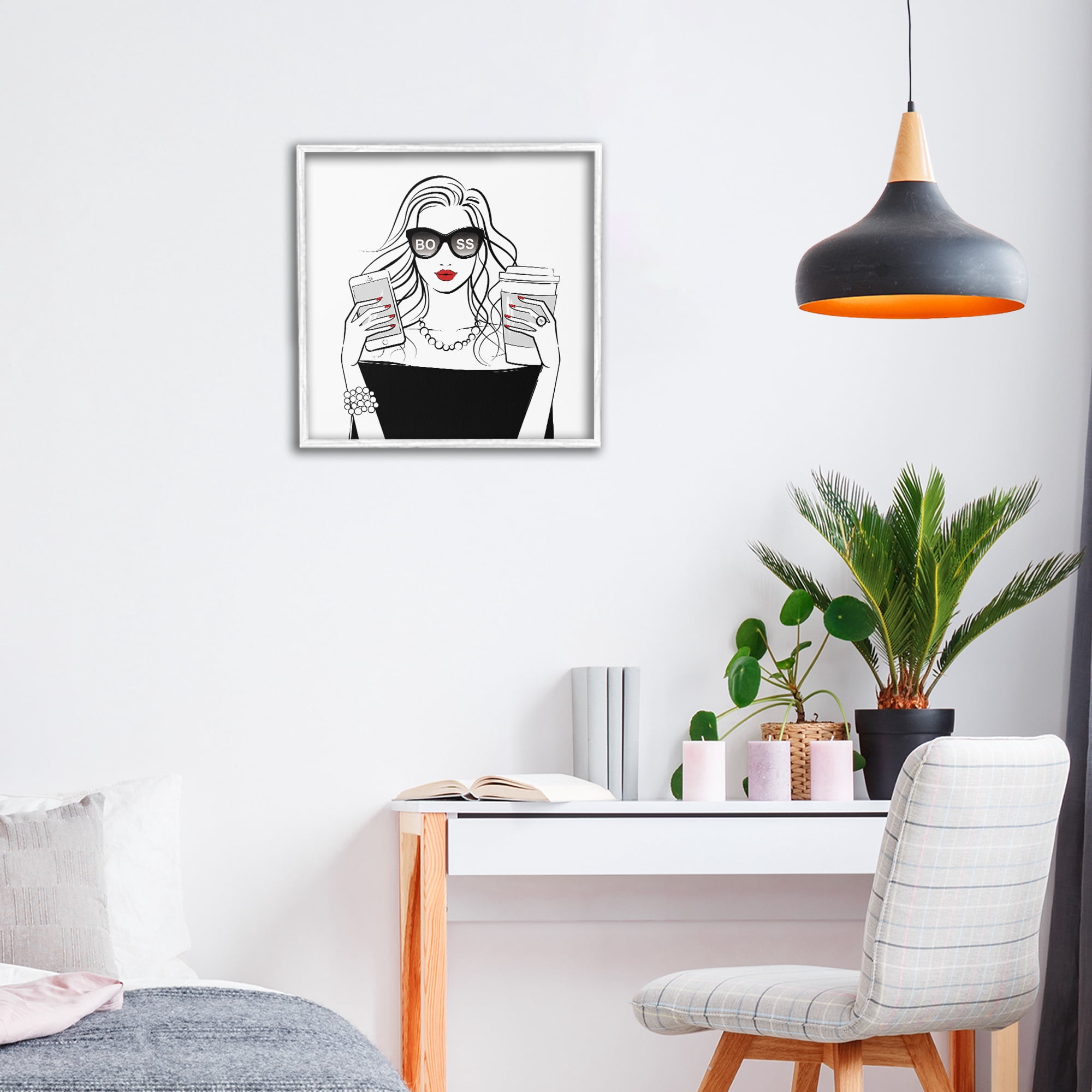 Stupell Industries Chic Boss Morning Coffee Moment White Framed Giclee Art, design by Martina Pavlova