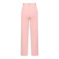 thumbnail image 5 of Plus Size Pants Women Solid Color Office Trousers With Elastic Waist Straight Leg Comfortable for Work Breathable Pink XXL, 5 of 8