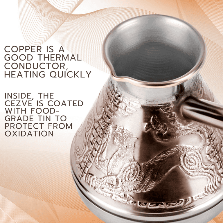 STPgoods Leopard Copper Cezve 14 fl oz Turkish Coffee Pot