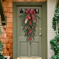 thumbnail image 4 of Christmas Pine Swag 21.6 Inch with Red Berries & Bow - Artificial Teardrop Christmas Garland for Door, Staircase, Wall Decor Indoor Outdoor Winter Holiday Decoration, 4 of 8