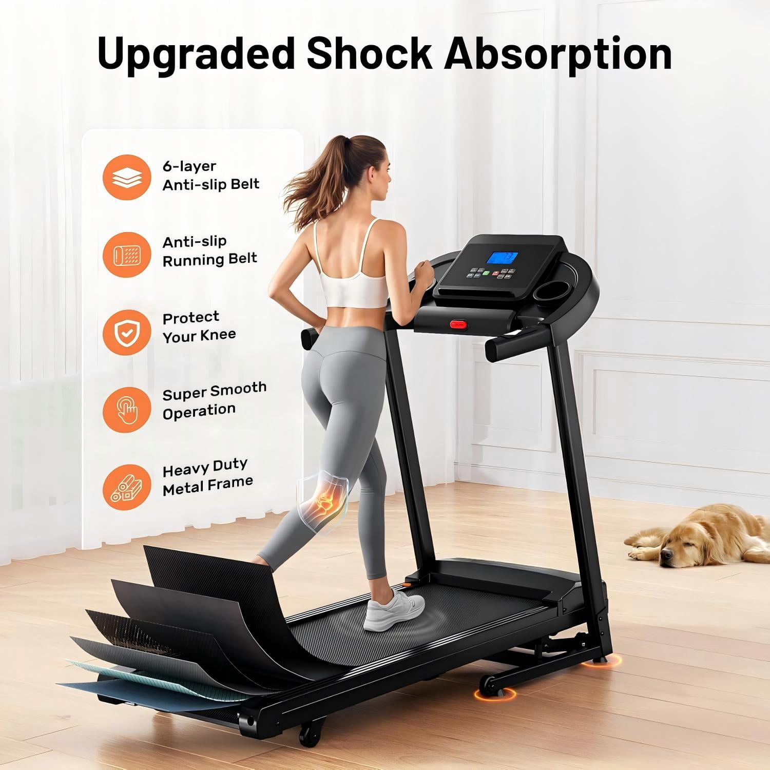 3.0 HP Folding Treadmill for Home with 0-15% Auto Incline,330-440lbs Capacity Portable Treadmill Compact Foldable Walking Pad Treadmills with 7.5 MPH Speed