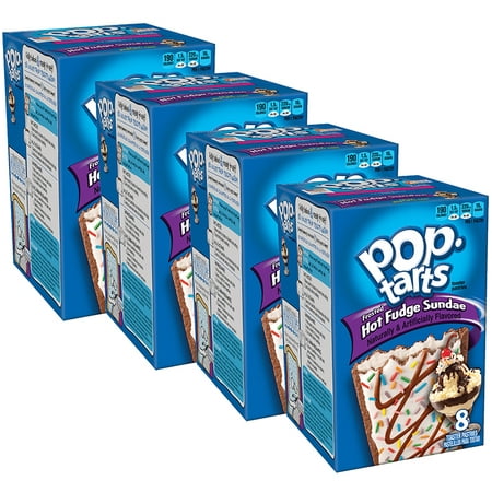 (4 Pack) Kellogg's Pop-Tarts Breakfast Toaster Pastries, Frosted Hot Fudge Sundae Flavored, 13.5 oz 8