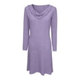 thumbnail image 5 of Eyelets Dresses for Women - Cowl Neck Loose Crewneck Long Sleeve Casual Summer Hollowed Out Keyhole Tunic Mini Dress, 5 of 7
