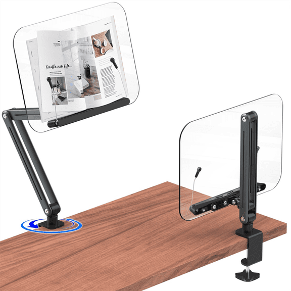 Desk Clamp Bookshelf for Reading, Ergonomic Design,Adjustable Height to 20 Inch with Swivel Base Cookbook Holder A