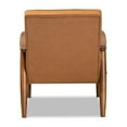 thumbnail image 4 of Sorrento Mid-Century Modern Tan Faux Leather Upholstered and Walnut Brown Finished Wood Lounge Chair, 4 of 5