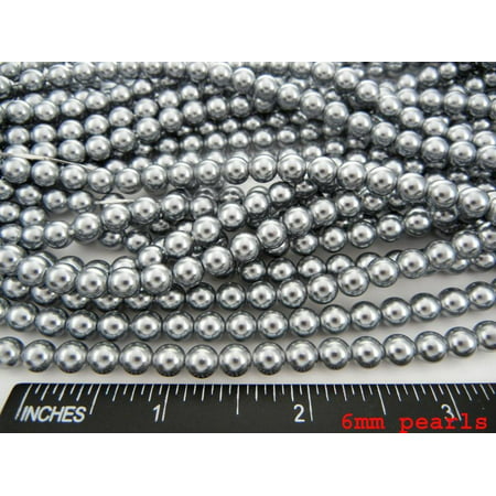UnCommon Artistry Wholesale Bulk Glass Pearl Beads- 20 Strands, 145 pcs per Strand- 2900 Beads(Silver, 6mm)