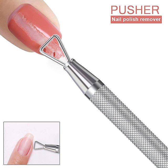 Pusher de cutículas-Triángulo de cutícula de acero inoxidable pelador de uñas pelador de gel para quitar cutículas, herramientas de manicura compatibles con Fi Afortunado Sencillez