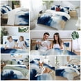 thumbnail image 5 of Abstract Watercolor Graffiti 4 Piece Duvet Cover Set Queen Size Gold Blue Blend Soft Bedding Set Comforter Cover, 1 Duvet Cover 1 Flat Sheets and 2 Pillowcases, 5 of 9