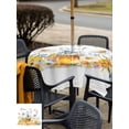 thumbnail image 5 of Outdoor Tablecloth with Umbrella Hole for Patio/Picnic/Party/Camping, White Daisy Waterproof Table Cloth Square Cover Washable, Spring Floral Elegant Farmhouse Botanical Bees (54"x 54"), 5 of 8