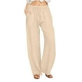 thumbnail image 2 of Women’s Linen Pants Flowy Pants for Women Summer Cute Linen Pants Linen Pants Women Summer Wide Leg Summer Pants for Women 2025 Womens Wide Leg Pants, 2 of 5
