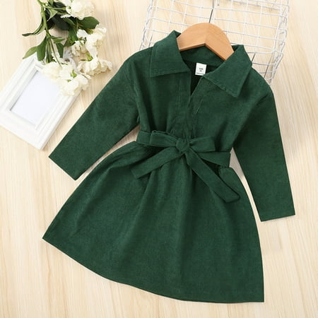 

Toddler Christmas Dress Long Sleeve Corduroy Patchwork Bowknot Princess Princess Dress Clothes