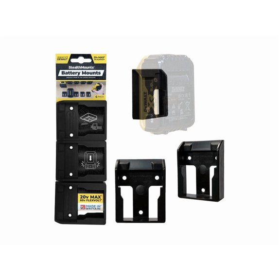Stealthmounts Battery Mounts For Dewalt 20V 6 Pk Black