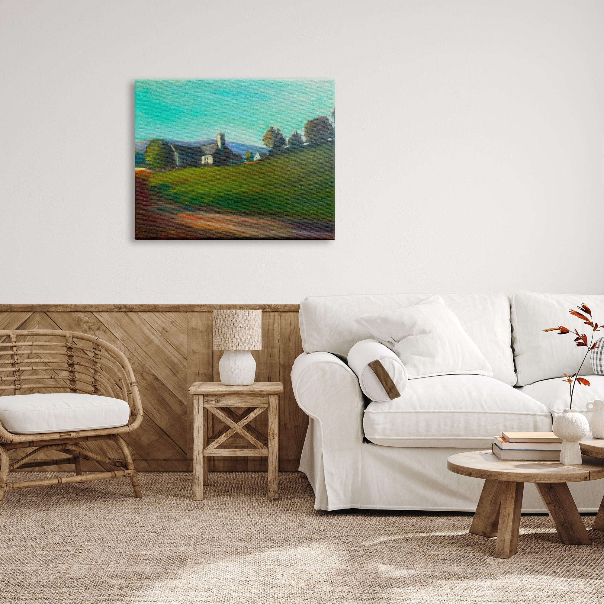 Stupell Industries Rural House Landscape Nature Painting Gallery Wrapped Canvas Print Wall Art, 40 x 30