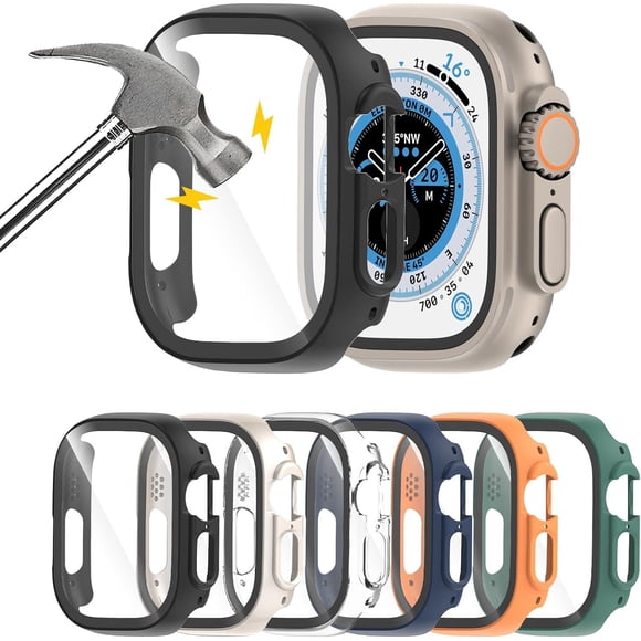 Funda con protector de pantalla de cristal templado para Apple Watch