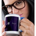 thumbnail image 2 of 3drose, Satin Ribbon with Jewel on Moire, Purple, 11oz Two-tone Blue Mug, 2 of 6