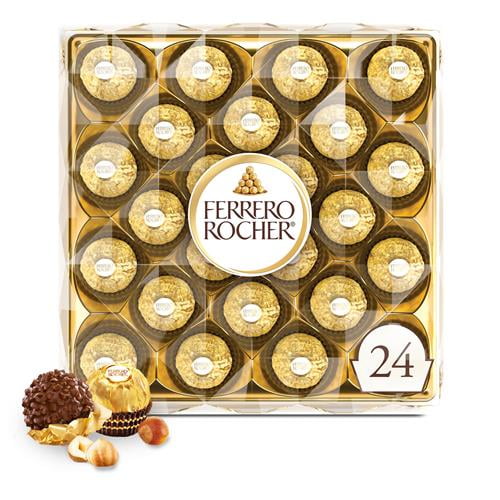 Ferrero Rocher, 24 Count, Gourmet Milk Chocolate Hazelnut, Chocolate Gift Box, Individually Wrapped, 10.6 Oz - Pack of 2