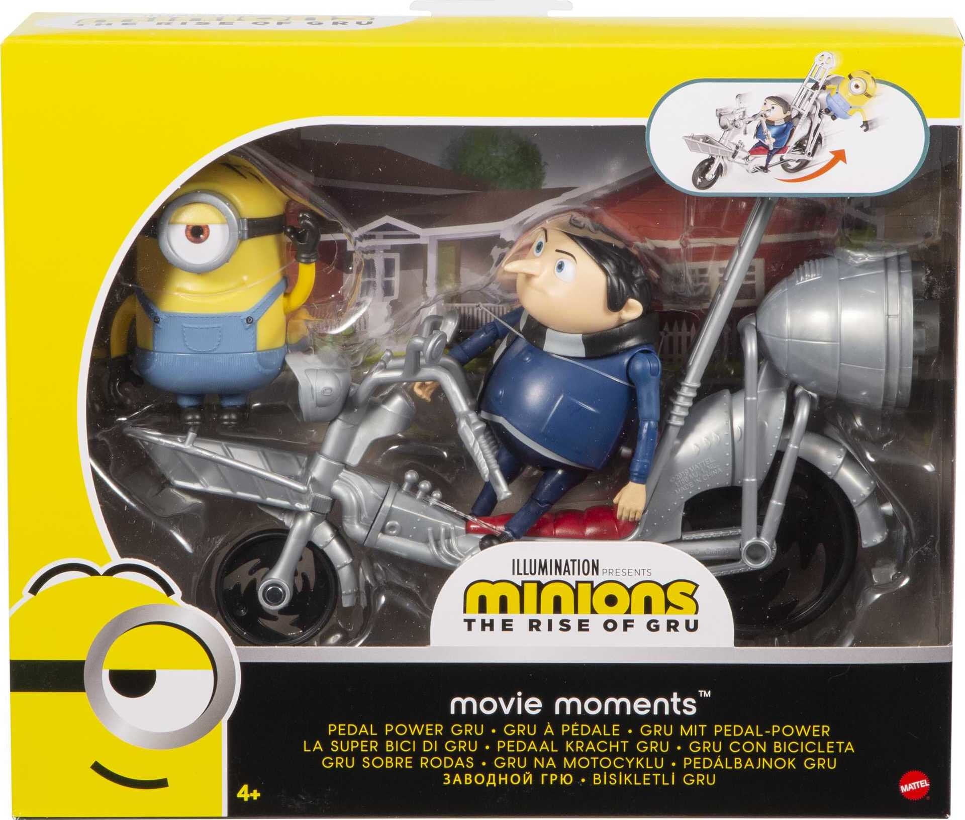 Minions The Rise Of Gru Vehicle And Figure Set With Movie Moments Pedal Power Gru And Stuart Action Figures Plus Bike Gift For Kids And Collectors Walmart Com
