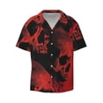 thumbnail image 3 of Goofa Red And Black Abstract Skull Printed Men's Casual Short-sleeved Shirt,Lightweight Breathable Button-down,Summer Casual men's top,Versatile Fashion shirt-XX-Large, 3 of 7