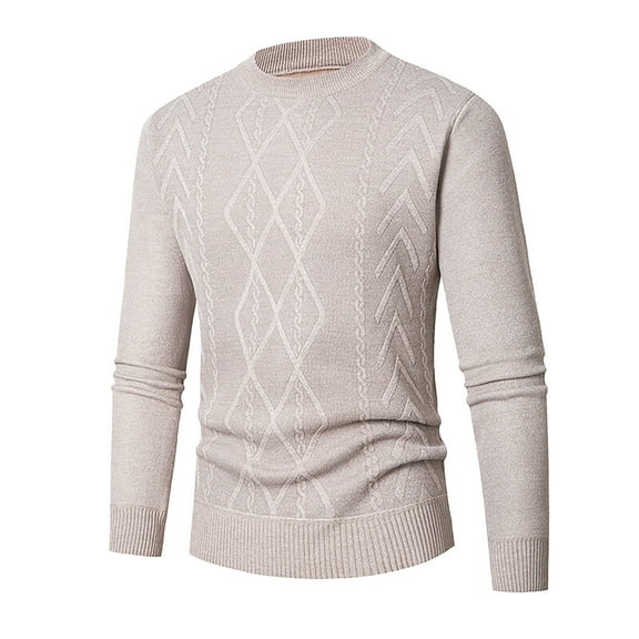 HAiming Men's Sweater Long-Sleeve Crew Neck Strenchy Casual Solid Color Pullover Tops Trendy Clothes