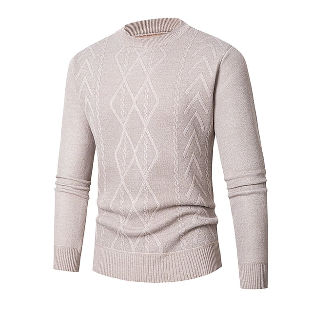 LIaqionyy Chandail Homme Col Rond Tricoté Doux Décontracté Manches Longues Chaud Automne Hiver Texturé