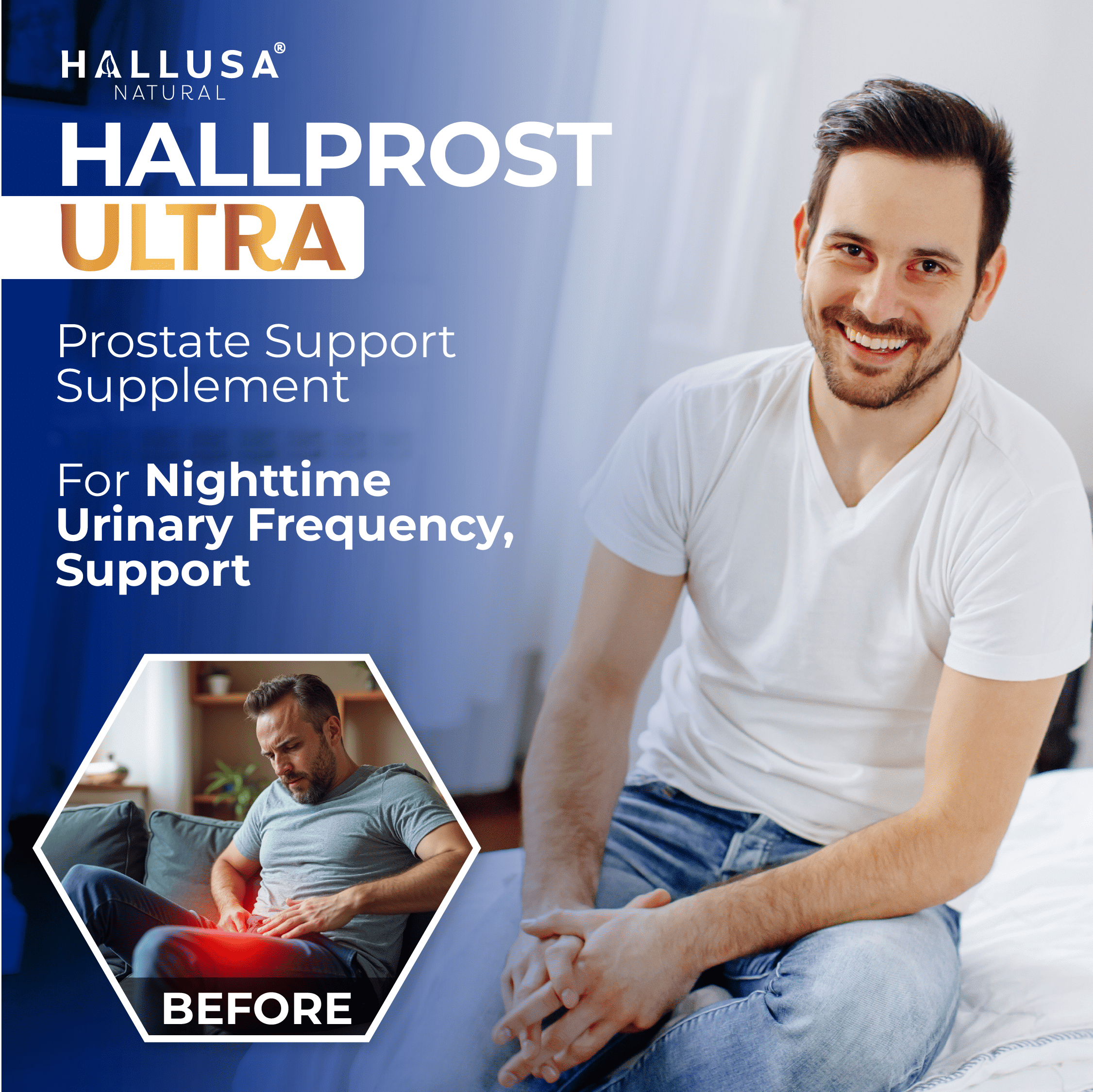 Hallprost Ultra Prostate Health Supplement for Men, Saw Palmetto 810mg Complex, Urinary Flow & Bladder Support, 60 Capsules | Hallusa Natural
