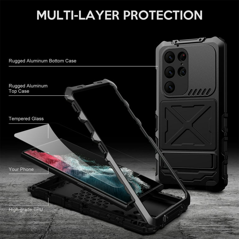 For Samsung Galaxy S23 ULTRA FE S22 S21 S20 PLUS 5G Case Cover+Tempered  Glass