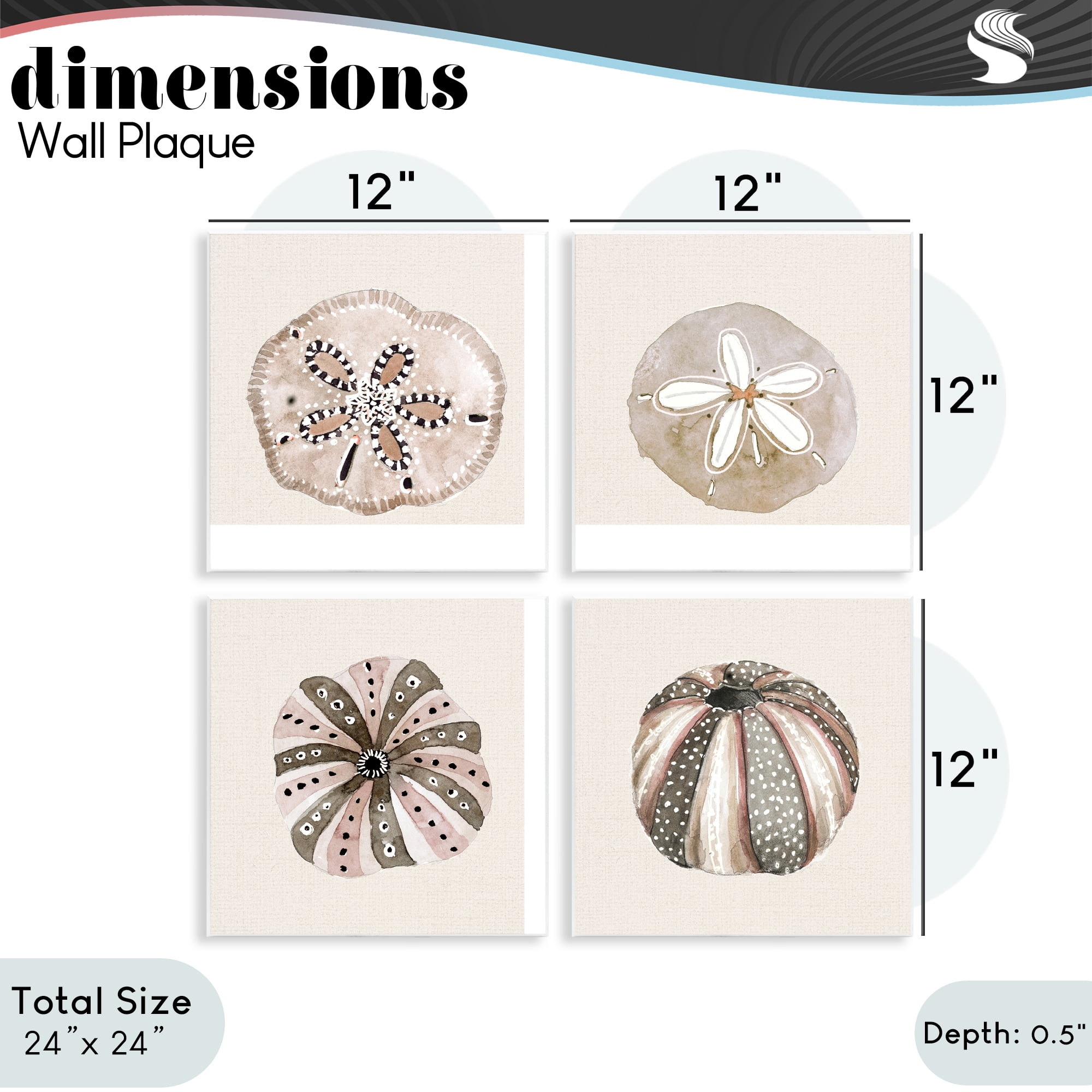 Stupell Industries Taupe & Beige Sea Creatures 4 Piece Wall Plaque Art Set, design by Lanie Loreth