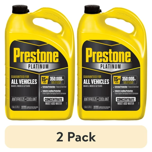 (2 pack) Prestone Platinum Univ Antifreeze Coolant; 15yr/350k Mi, All Vehicles, 1 gal - Concentrate