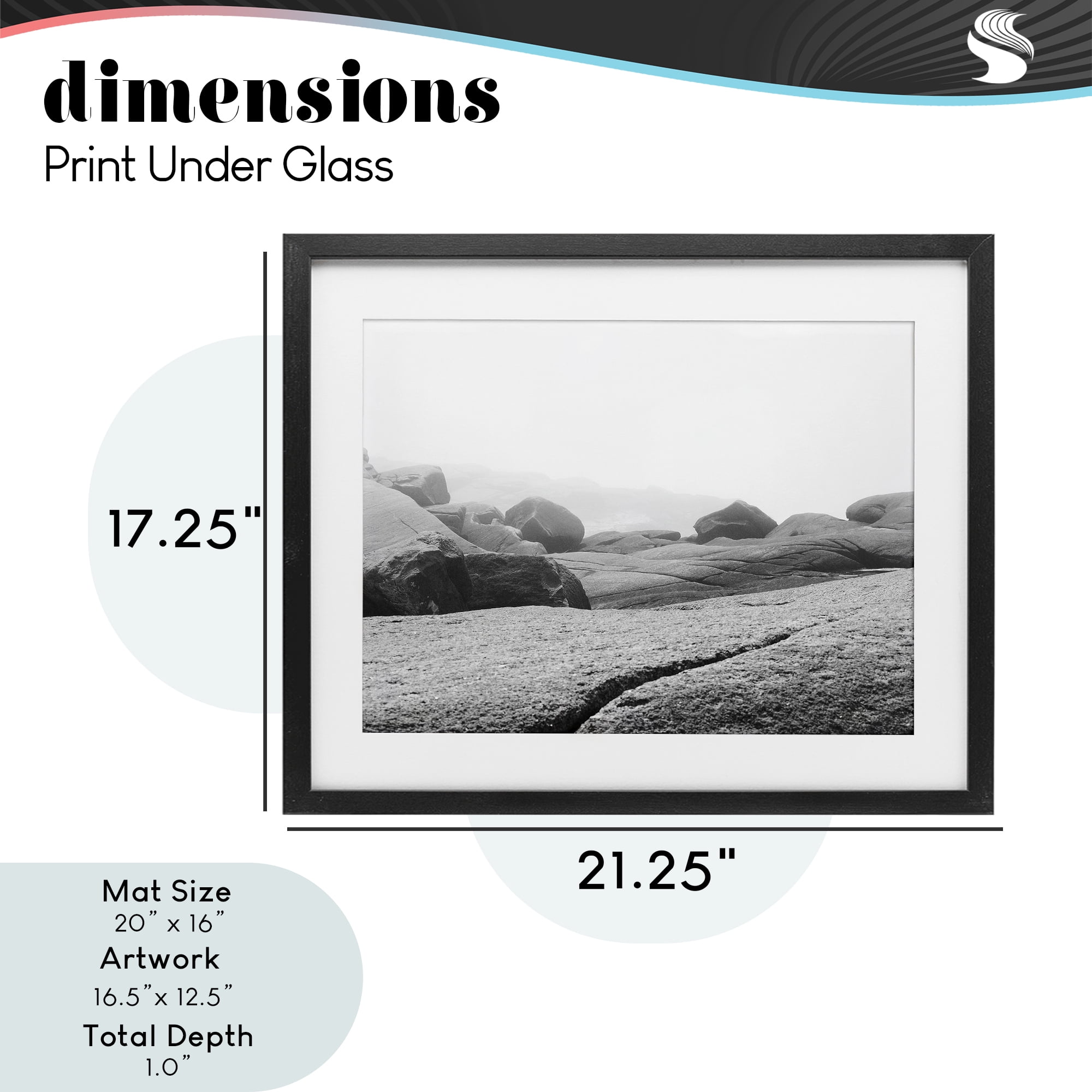Rocks at Peggy's Cove Black Framed Print Under Glass, design by Clive Branson