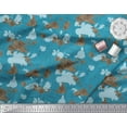 thumbnail image 2 of Soimoi Blue Rayon Fabric Leaves & Austin Rose Floral Decor Fabric Printed Yard 42 Inch Wide, 2 of 3