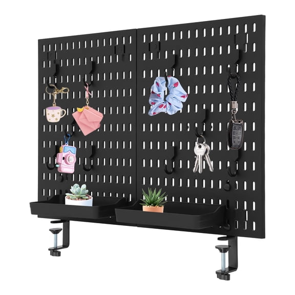 60*40cm Desk Pegboard Organizer,Clamp-on Desk Pegboard,Desk Rack Black
