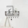 thumbnail image 2 of Key Rack Mail Holder Metal Kitchen Office Organizer Wall Mount Hook Black, 2 of 9
