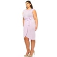 thumbnail image 2 of MOA Collection Women's Plus Size Sleeveless Sheath Dress Knife PleatsTulip Skirt Front Sash Detail, 2 of 6