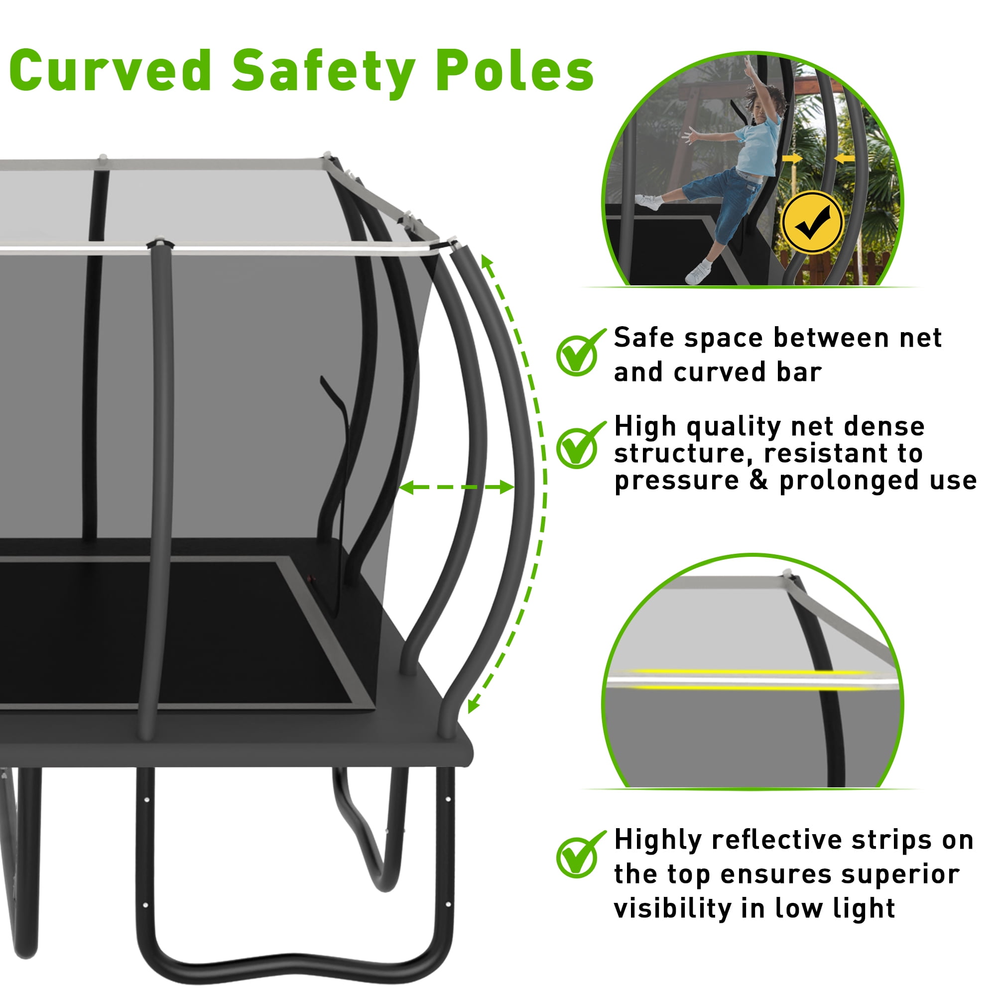 Jump Into Fun Rectangle Trampoline 10x17FT, 2000LBS Weight Capacity Heavy Duty Outdoor Large Gymnastics Trampolines for Kids and Adults with Enclosure Net