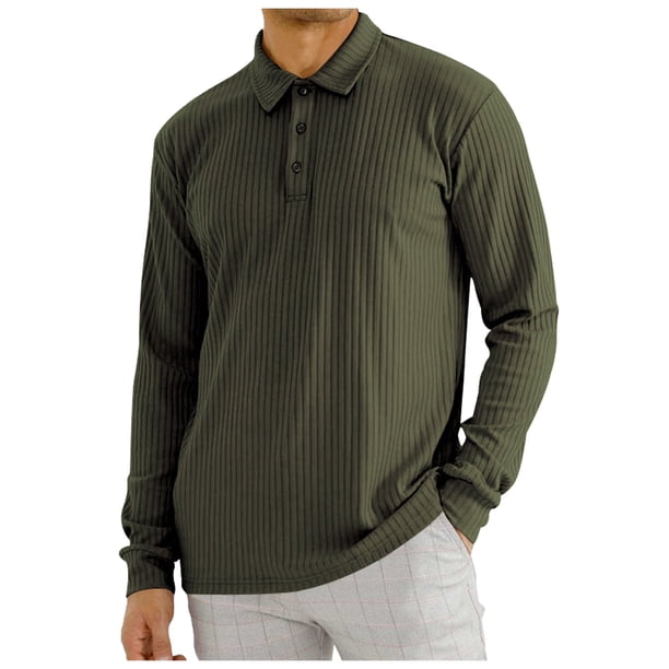Camisa lisa de hombre con solapa y botones: manga larga a rayas, poliéster, estilo informal/de negocios, tallas S-XXXL, lavable a máquina