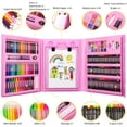thumbnail image 2 of Juego de arte de 176 piezas, kit de arte para niñas, crayones, lápices de colores, marcadores, pincel, pasteles de acuarela, bloc de dibujo para niños y niños pequeños, azul oso de fresa Juguete, 2 of 3