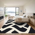 thumbnail image 3 of ODIKA 3'x5' Machine Washable Non-Slip Area Rug, Fluid Ribbon with Overlapping Curves and Minimalist Detailing High Traffic Rug, Black, 905713, 3 of 7