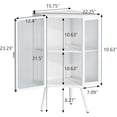 thumbnail image 2 of Modern Corner Storage Cabinet with Tempered Glass Doors, Accent Hutch Cabinet Freestanding Metal Table Shelf for Bathroom, Kitchen, Bedroom, Living Room, White$$Home Decor, Kitchen, & Other, 2 of 6