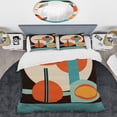 thumbnail image 2 of Designart "Graphic Nostalgia Vintage Mid-century Style II" Modern Midcentury Bedding Covert Set - Abstract Midcentury Blue Abstract Bed Set With 1 Sham, 2 of 6