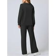 thumbnail image 6 of Women 2 Piece Outfits 2025 Fall Fashion Wide Leg Pants Lounge Set Leisure Travel Vacation Sweatsuits Black XXXL, 6 of 7