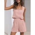 thumbnail image 4 of EASYBRA Women Cotton Linen 2 Piece Casual Set Sleeveless Top Three Quarter Shorts Summer Outfit Solid Color Sizes S-XXL, 4 of 6