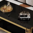 thumbnail image 2 of Top and Bottom Double Layer Glass Coffee Table with Luxury Design & Storage|Stainless Steel Frame, 2 of 9