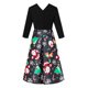 thumbnail image 3 of Vestido de verano para mujer, de manga larga, con cuello en V, estilo vintage, con estampado de empalme de Navidad, para fiestas Fridja  nbo3415, 3 of 4