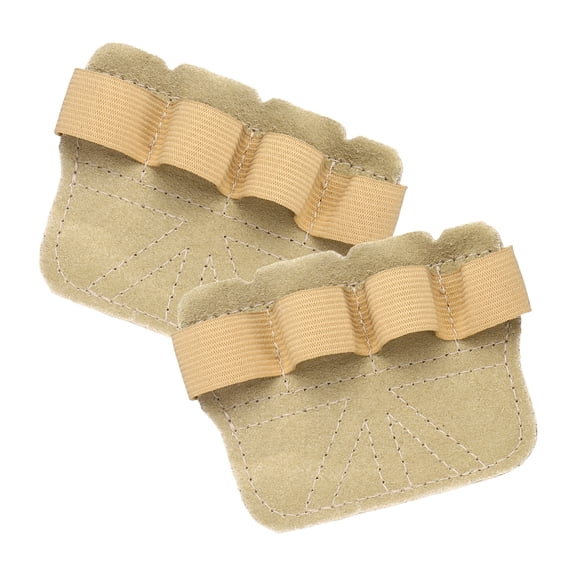 Uxcell Anti-Slip Workout Grip Pads, Lifting Grips Pads Weight Gloves for Men Women,2 Pack & Cowhide & Khaki - Fitting for (Weightlifting/Deadlift/Pull-Up/Gym Training/Yoga)