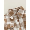 thumbnail image 5 of Toddlers Little Boys Girls Mixed Color Plaid Shacket Jacket Lapel Long Sleeve Single-breasted Outerwear Coat with Pockets, 5 of 7