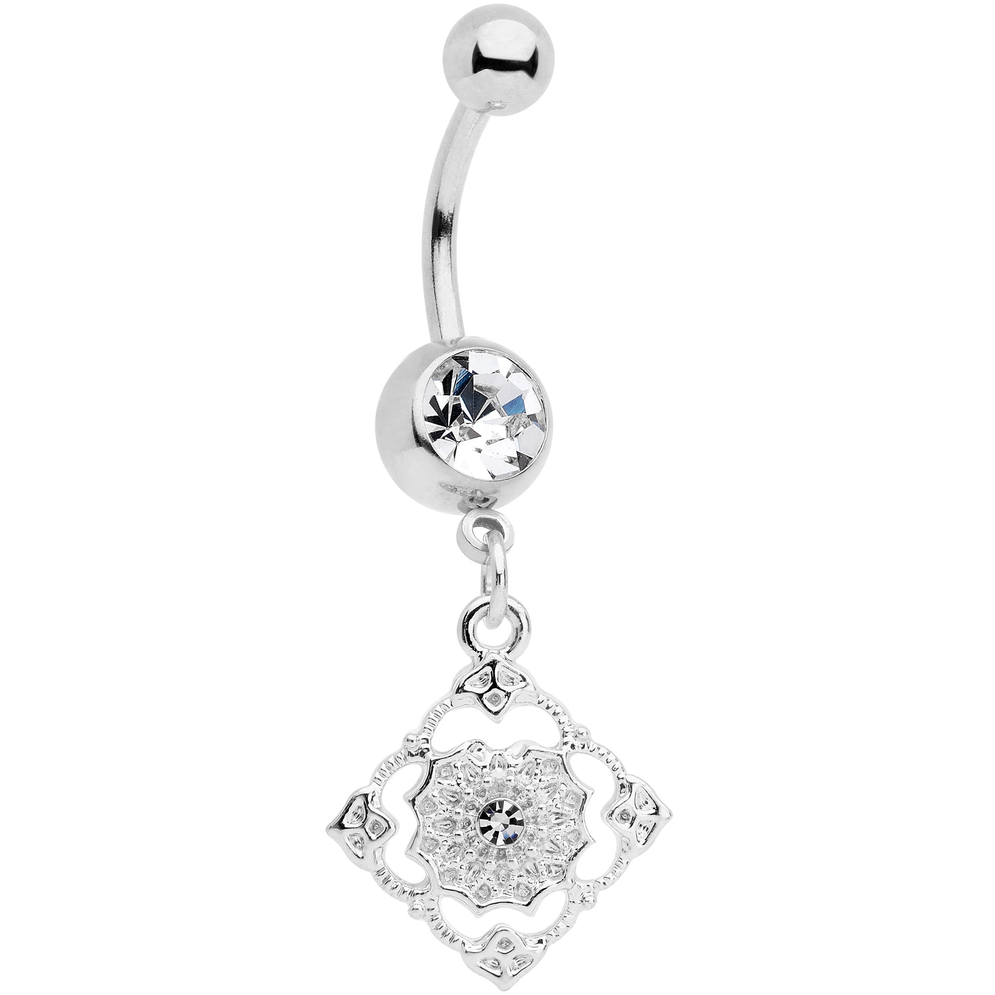 Body Candy 14G Plated Steel Navel Ring Piercing Clear Accent Elegant