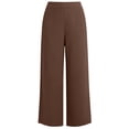 thumbnail image 5 of Women's Soft Fabric Mid Waist Wide Leg Trousers with Pockets, Lightweight Straight Leg Pants for Work Casual Travel, Comfy Flowy Summer Pants, Pull | TruBelle,Brown XL, 5 of 9