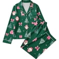 thumbnail image 5 of Enjoytime Christmas Womens Pajama Sets Print Button Down Long Sleeve Shirts Pants 2 Piece Sleepwear Xmas Soft Plus Size Lounge Set, 5 of 6