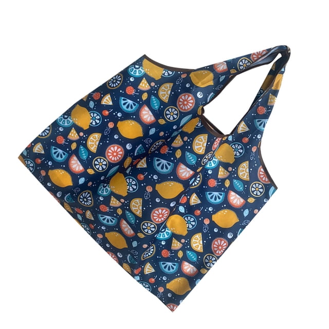 braveheart Folding Shopping Bag Fruit Animals Pattern Handbag Fashion Printing Ripstop Large Capacity Sundries Storage Tote Sports Fruit Fruit